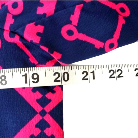 Vintage Le Tigre Ribbed Blue & Pink Geometric Link Key Bomber Y2K Jacket - Picture 9 of 11